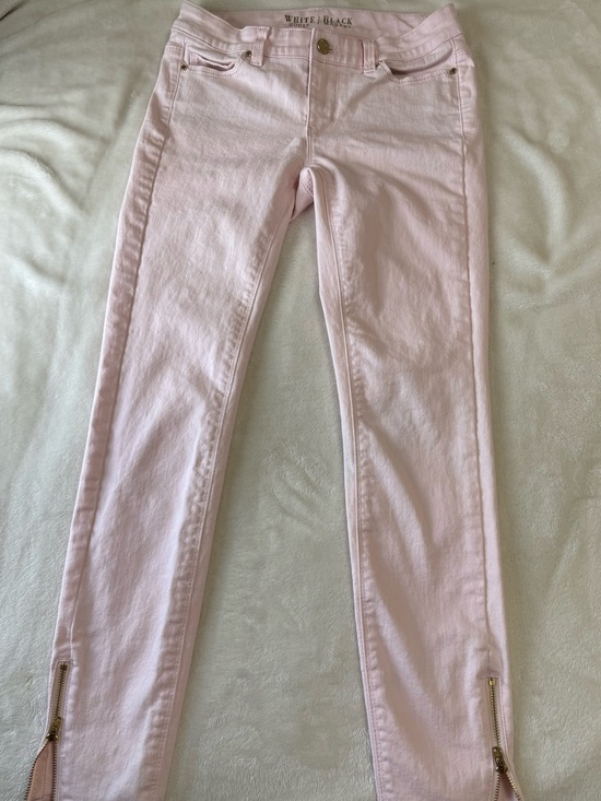 White House Black Market Denim - White House Black Market Pale Pink Skinny Jeans with Ankle Zips